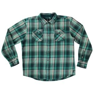 prAna Organic Cotton Men's Flannel Shirt Green Plaid X-Large M2LYBE314